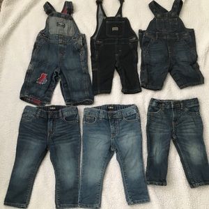 Baby boy jeans & overalls oshkosh & more random Sz